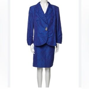 Escada cobalt blue Rayon jacket and skirt size 40 or US Size 10